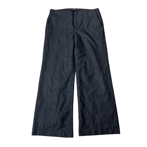 Banana Republic Pants - Banana Republic Martin Plaid Wool Trousers Women 6 Gray Purple Wide Leg Pants